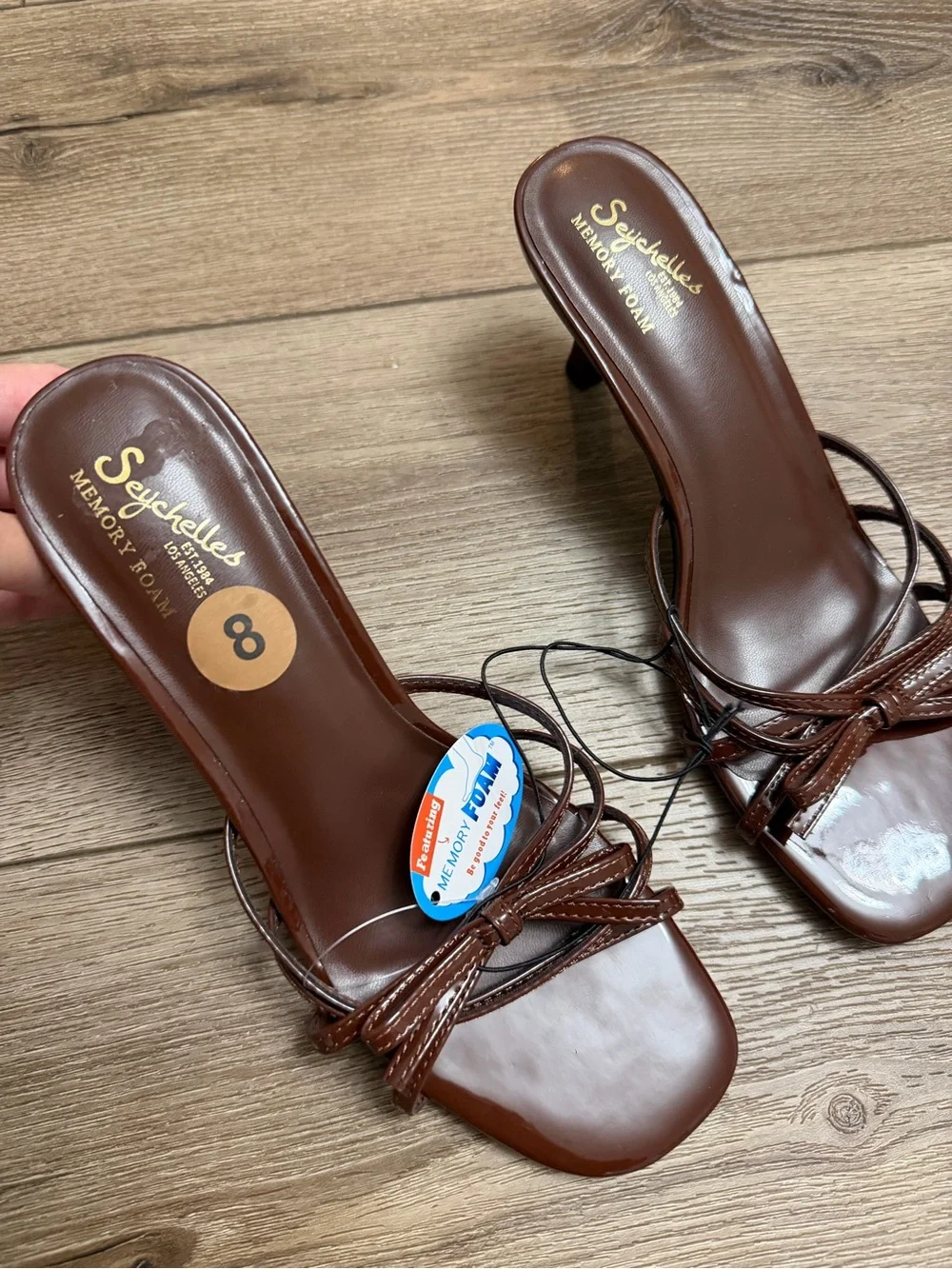 Angels Brown Bow-Strap Slide Sandals
